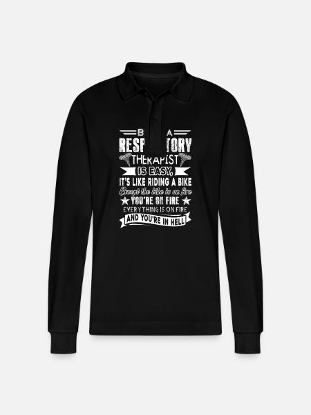 Being A Therapist Is Easy - Stanley/Stella Organic Unisex Long-Sleeved Polo Shirt Prepster - black