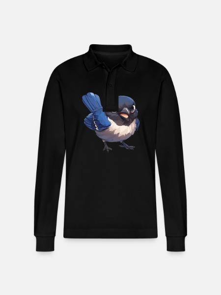Magpies Magpie - Stanley/Stella Organic Unisex Long-Sleeved Polo Shirt Prepster - black