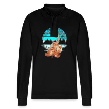 Fuchs Familie Füchsin Füchse Märchen Kind - Stanley/Stella Unisex Bio-Langarm-Poloshirt Prepster - Schwarz - Vorne - Anna (173cm) & Nico (186cm)