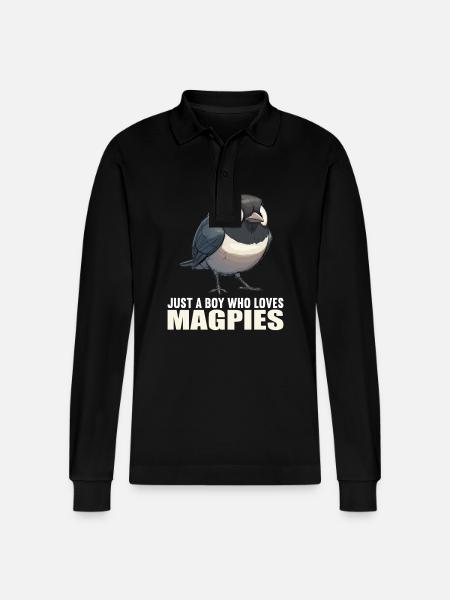Magpies Magpie - Stanley/Stella Organic Unisex Long-Sleeved Polo Shirt Prepster - black