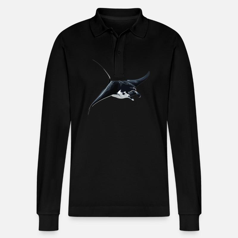 Manta Rays Manta Rays - Stanley/Stella Organic Unisex Long-Sleeved Polo Shirt Prepster - black