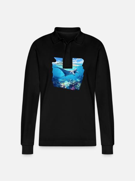 Manta Rays Manta Rays - Stanley/Stella Organic Unisex Long-Sleeved Polo Shirt Prepster - black