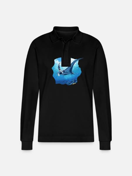 Manta Rays Manta Rays - Stanley/Stella Organic Unisex Long-Sleeved Polo Shirt Prepster - black