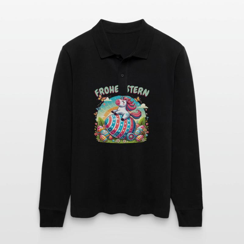 Easter Happy Easter Easter Bunny Easter Egg Spring Stanley/Stella Organic Unisex Long-Sleeved Polo Shirt Prepster