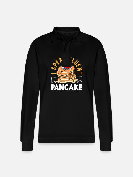 I'm fluent in pancakes - Stanley/Stella Organic Unisex Long-Sleeved Polo Shirt Prepster - black