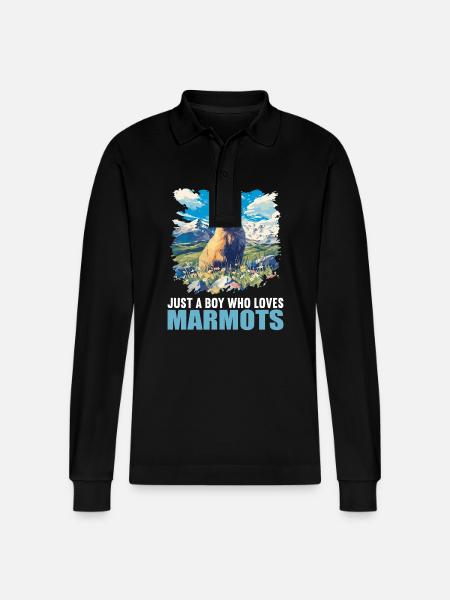 Marmots Groundhog - Stanley/Stella Organic Unisex Long-Sleeved Polo Shirt Prepster - black
