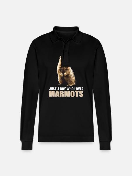 Marmots Groundhog - Stanley/Stella Organic Unisex Long-Sleeved Polo Shirt Prepster - black
