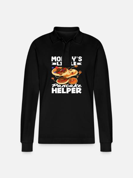 Mom's Little Pancake Helper - Stanley/Stella Organic Unisex Long-Sleeved Polo Shirt Prepster - black