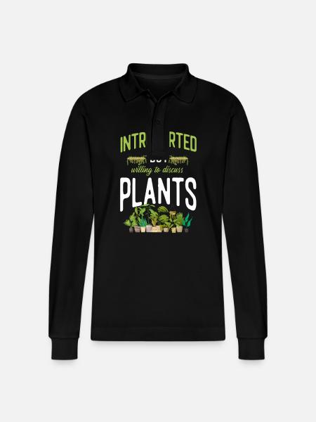 Plant Lover Gardening Introverted - Stanley/Stella Organic Unisex Long-Sleeved Polo Shirt Prepster - black