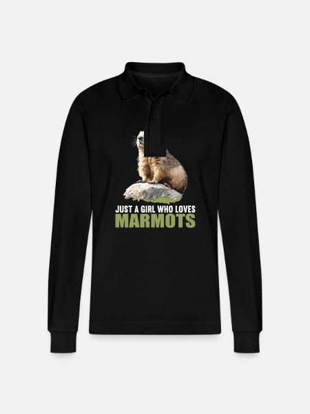 Marmots Groundhog - Stanley/Stella Organic Unisex Long-Sleeved Polo Shirt Prepster - black