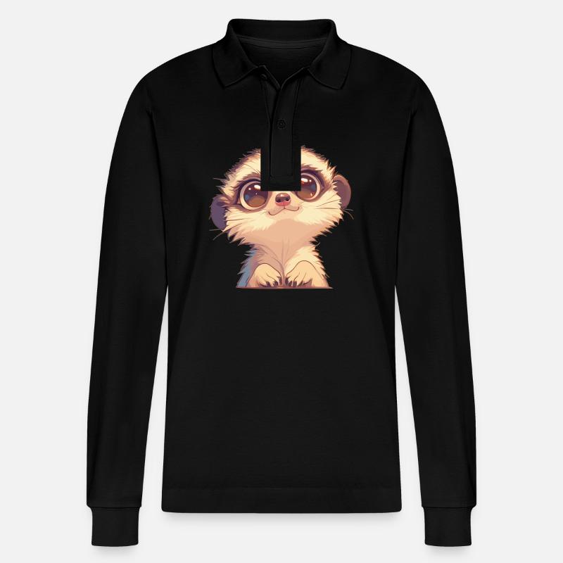 Meerkat Erdmännchen - Stanley/Stella Unisex Bio-Langarm-Poloshirt Prepster - Schwarz