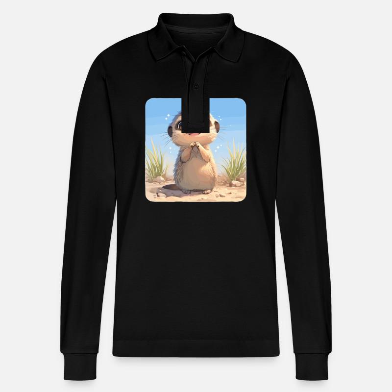 Meerkat Erdmännchen - Stanley/Stella Unisex Bio-Langarm-Poloshirt Prepster - Schwarz