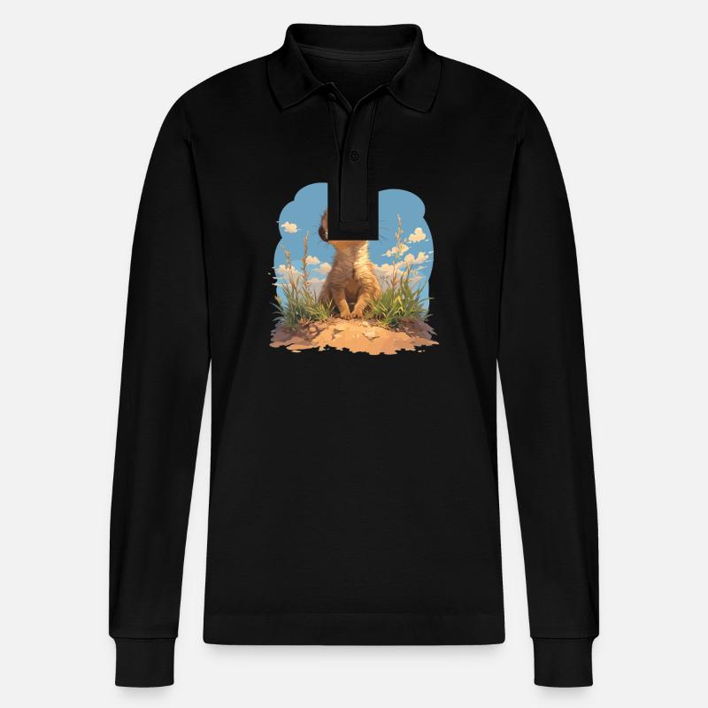 Meerkat Erdmännchen - Stanley/Stella Unisex Bio-Langarm-Poloshirt Prepster - Schwarz