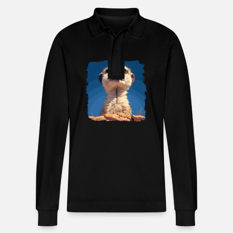 Meerkat Erdmännchen - Stanley/Stella Unisex Bio-Langarm-Poloshirt Prepster - Schwarz