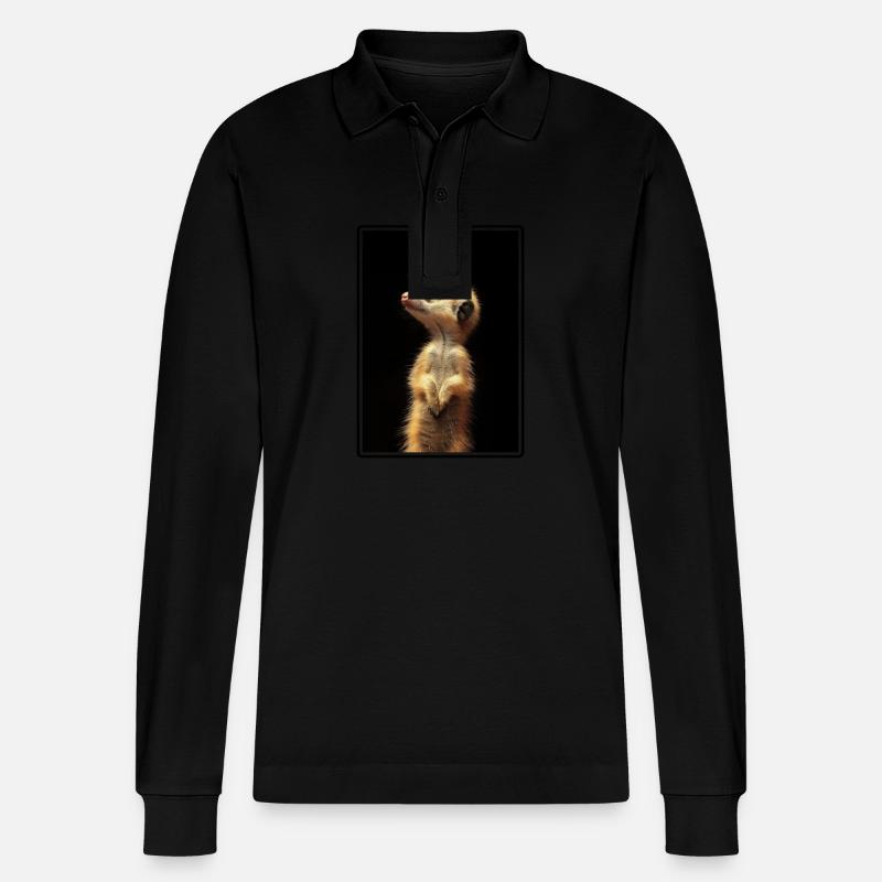 Meerkat Erdmännchen - Stanley/Stella Unisex Bio-Langarm-Poloshirt Prepster - Schwarz