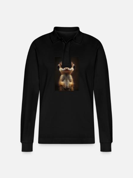 Meerkat Erdmännchen - Stanley/Stella Unisex Bio-Langarm-Poloshirt Prepster - Schwarz