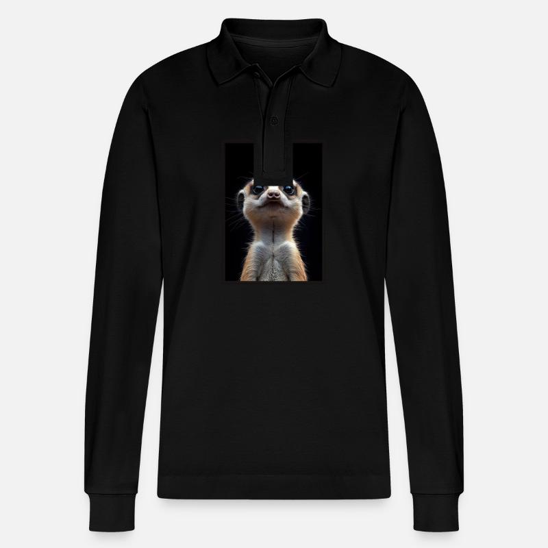 Meerkat Erdmännchen - Stanley/Stella Unisex Bio-Langarm-Poloshirt Prepster - Schwarz