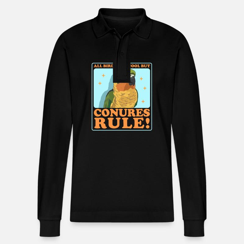 Conure Papageien Conures Geschenk - Stanley/Stella Unisex Bio-Langarm-Poloshirt Prepster - Schwarz