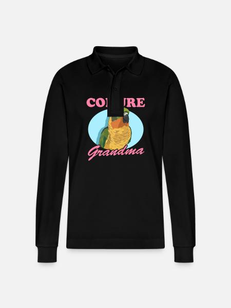 Conure Grandma Parrots Conures Gift - Stanley/Stella Organic Unisex Long-Sleeved Polo Shirt Prepster - black