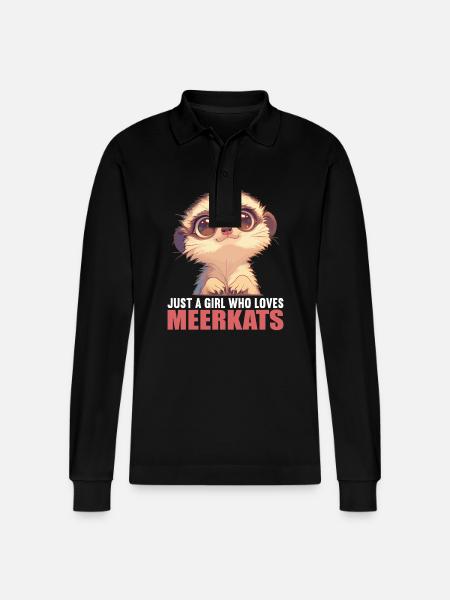Meerkat Erdmännchen - Stanley/Stella Organic Unisex Long-Sleeved Polo Shirt Prepster - black