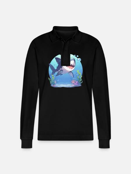 Megalodons Megalodon - Stanley/Stella Unisex Bio-Langarm-Poloshirt Prepster - Schwarz