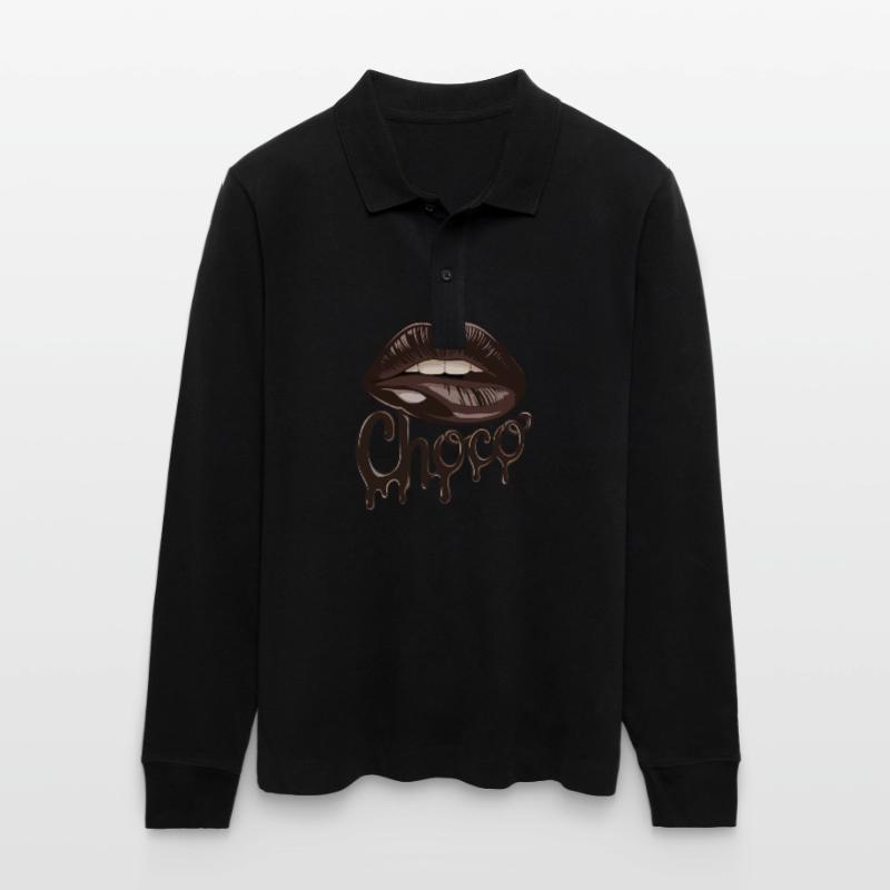 Chocolate Choco Lips Artwork pour Polo à manches longues bio PREPSTER Stanley/Stella Unisexe