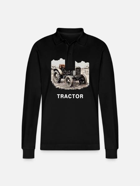 TRACTOR - Stanley/Stella Organic Unisex Long-Sleeved Polo Shirt Prepster - black