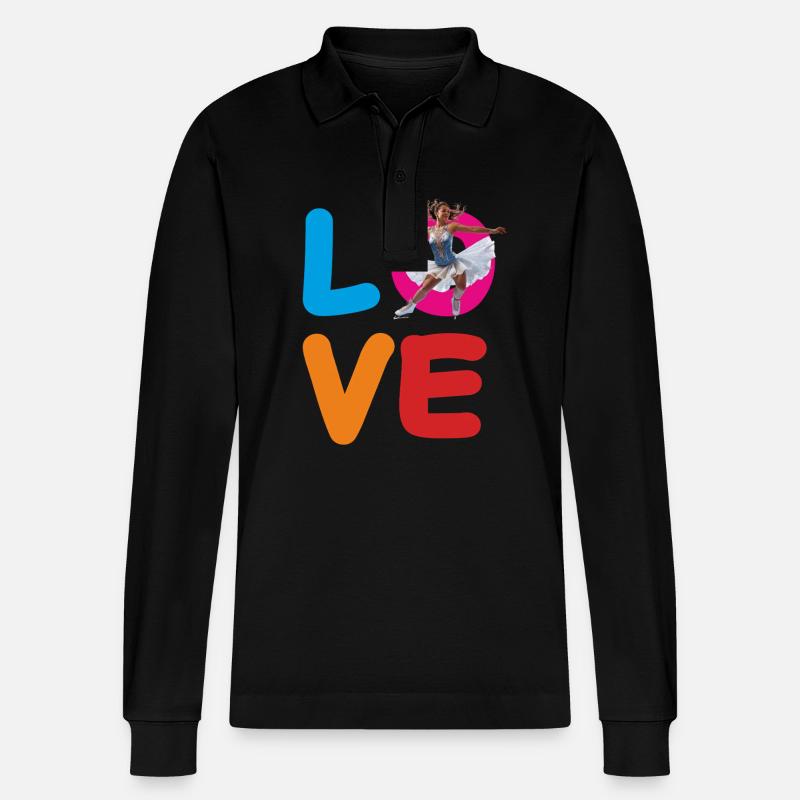 EISKUNSTLAUF LOVE - Stanley/Stella Unisex Bio-Langarm-Poloshirt Prepster - Schwarz
