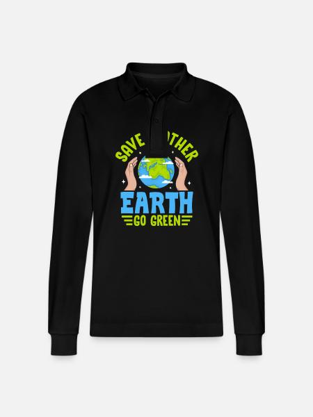 Rettet Mutter Erde, wird grün - Stanley/Stella Unisex Bio-Langarm-Poloshirt Prepster - Schwarz