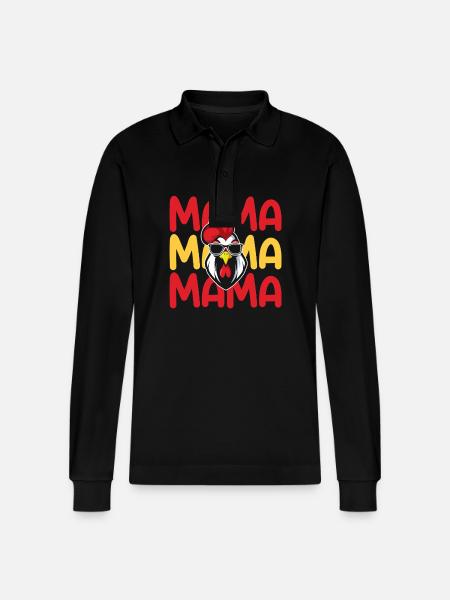 Hahn Mama Mutter Hühner - Stanley/Stella Unisex Bio-Langarm-Poloshirt Prepster - Schwarz