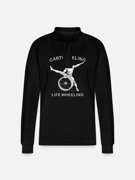 RADSCHLAGEN CARTWHEELING LIFE WHEELING - Stanley/Stella Organic Unisex Long-Sleeved Polo Shirt Prepster - black