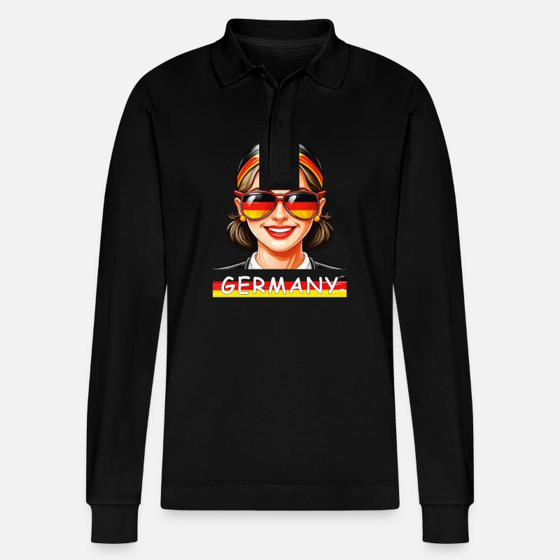 GERMANY FRAU - Stanley/Stella Unisex Bio-Langarm-Poloshirt Prepster - Schwarz
