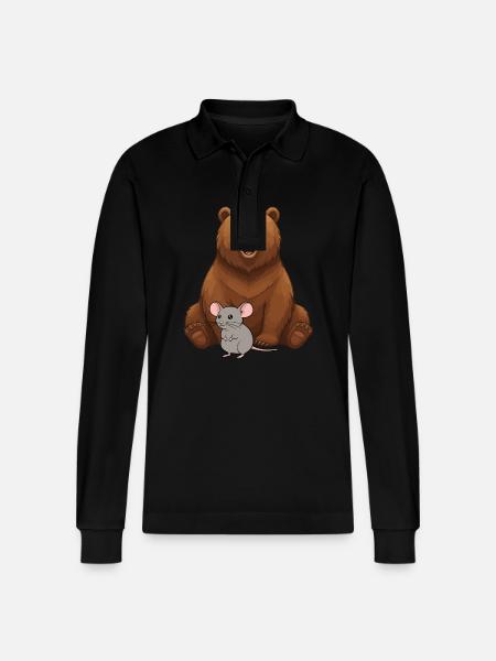 Bear and Mouse Best Friends - Stanley/Stella Organic Unisex Long-Sleeved Polo Shirt Prepster - black