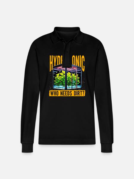 Hydroponic who needs dirt? - Stanley/Stella Organic Unisex Long-Sleeved Polo Shirt Prepster - black