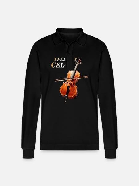 I FEEL MY CELLO - Stanley/Stella Organic Unisex Long-Sleeved Polo Shirt Prepster - black