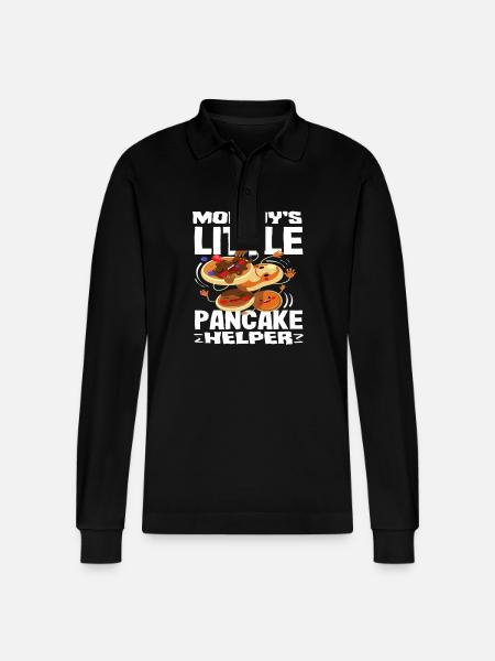 Pancakes Mom's Little Helper - Stanley/Stella Organic Unisex Long-Sleeved Polo Shirt Prepster - black