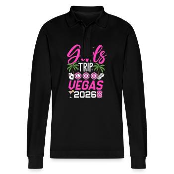 Voyage entre filles Las Vegas 2026 - Polo à manches longues bio PREPSTER Stanley/Stella Unisexe - noir - Devant - Anna (173cm) & Nico (186cm)