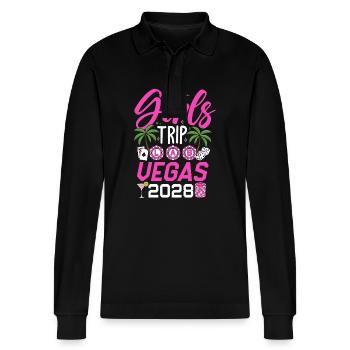 Voyage entre filles Las Vegas 2028 - Polo à manches longues bio PREPSTER Stanley/Stella Unisexe - noir - Devant - Anna (173cm) & Nico (186cm)