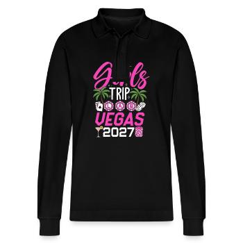 Voyage entre filles Las Vegas 2027 - Polo à manches longues bio PREPSTER Stanley/Stella Unisexe - noir - Devant - Anna (173cm) & Nico (186cm)