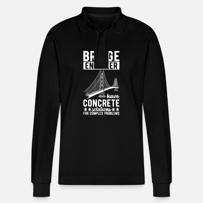 Bridge Engineer Bridge Construction - Stanley/Stella Organic Unisex Long-Sleeved Polo Shirt Prepster - black