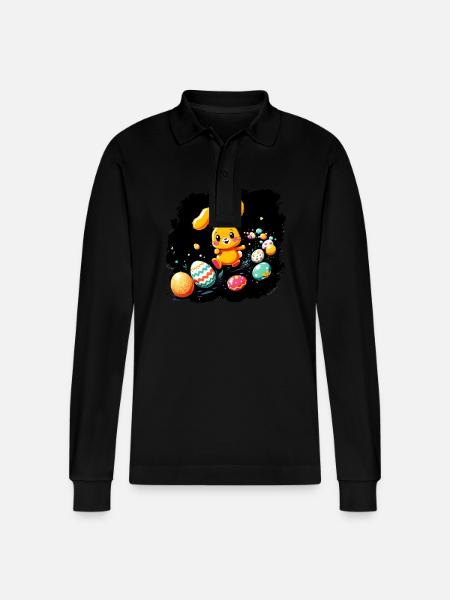 Easter Bunny - Stanley/Stella Organic Unisex Long-Sleeved Polo Shirt Prepster - black