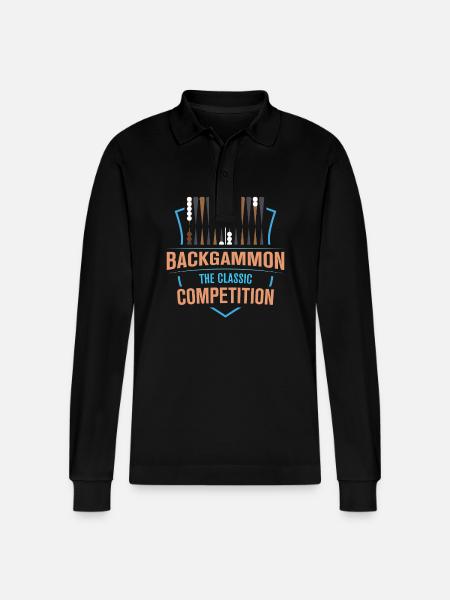 Backgammon Spiel - Stanley/Stella Unisex Bio-Langarm-Poloshirt Prepster - Schwarz