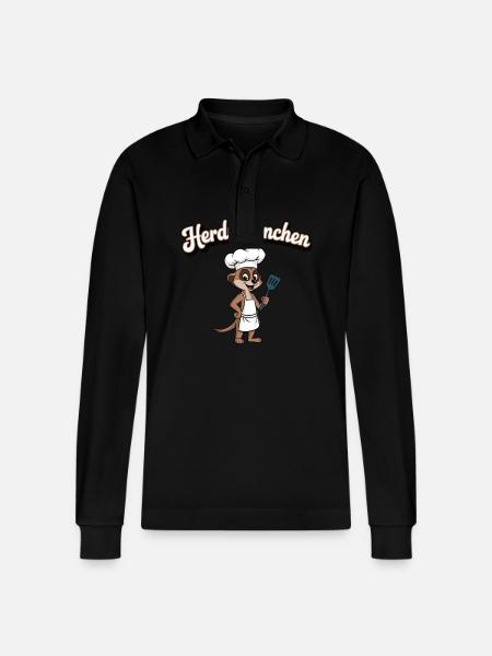 Herdmännchen Erdmännchen Wortwitz Koch - Stanley/Stella Organic Unisex Long-Sleeved Polo Shirt Prepster - black