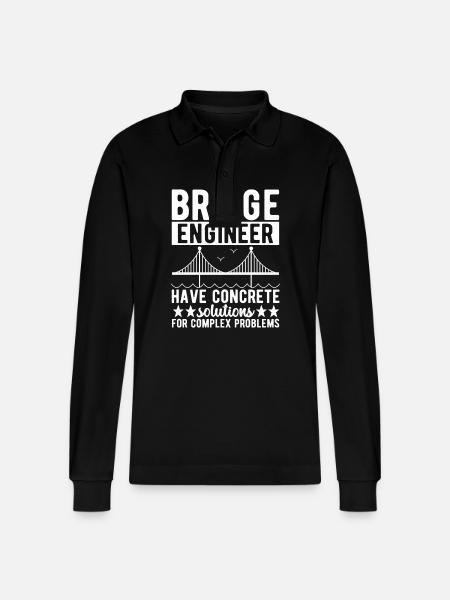 Bridge Engineer Bridge Construction - Stanley/Stella Organic Unisex Long-Sleeved Polo Shirt Prepster - black