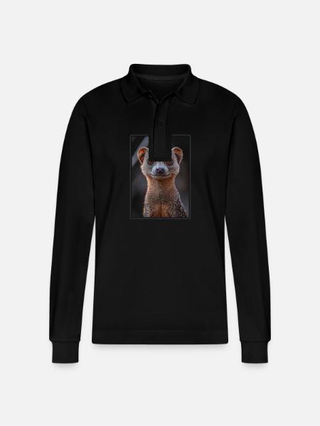 Mongoose's Mongoose - Stanley/Stella Organic Unisex Long-Sleeved Polo Shirt Prepster - black