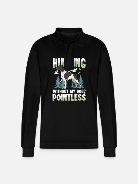 Hunting with Labrador - Stanley/Stella Organic Unisex Long-Sleeved Polo Shirt Prepster - black