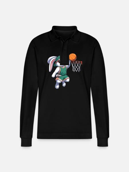 Basket Bunny Easter - Stanley/Stella Organic Unisex Long-Sleeved Polo Shirt Prepster - black