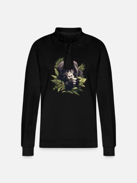 Berggorillas Berggorilla - Stanley/Stella Unisex Bio-Langarm-Poloshirt Prepster - Schwarz
