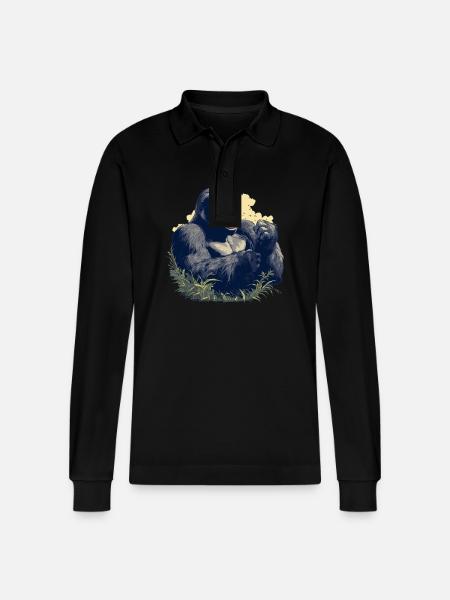Berggorillas Berggorilla - Stanley/Stella Unisex Bio-Langarm-Poloshirt Prepster - Schwarz