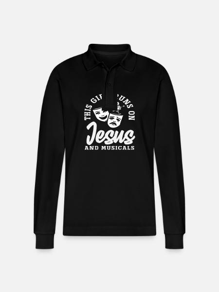 Musical Lovers Jesus and Musicals - Stanley/Stella Organic Unisex Long-Sleeved Polo Shirt Prepster - black